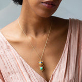 Italian Cat Green Glass And 18k Gold Pendant