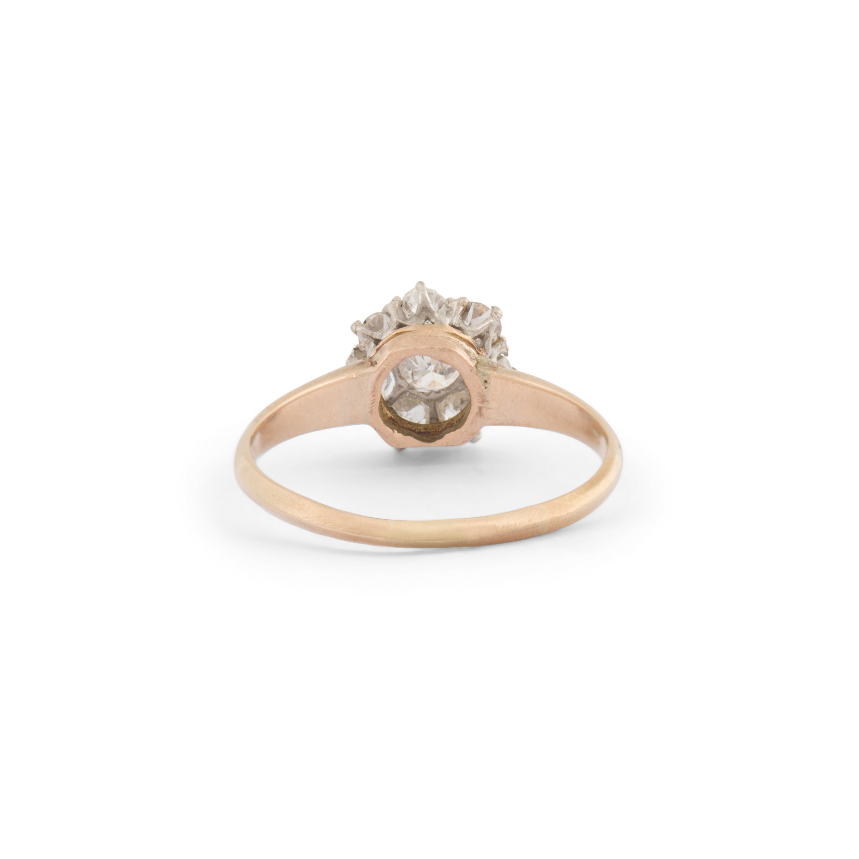 Old Cut Diamond Cluster 14k Gold Ring