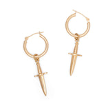 14K Gold Dagger Charm Earrings