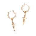 14K Gold Dagger Charm Earrings