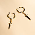 14K Gold Dagger Charm Earrings