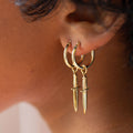 14K Gold Dagger Charm Earrings