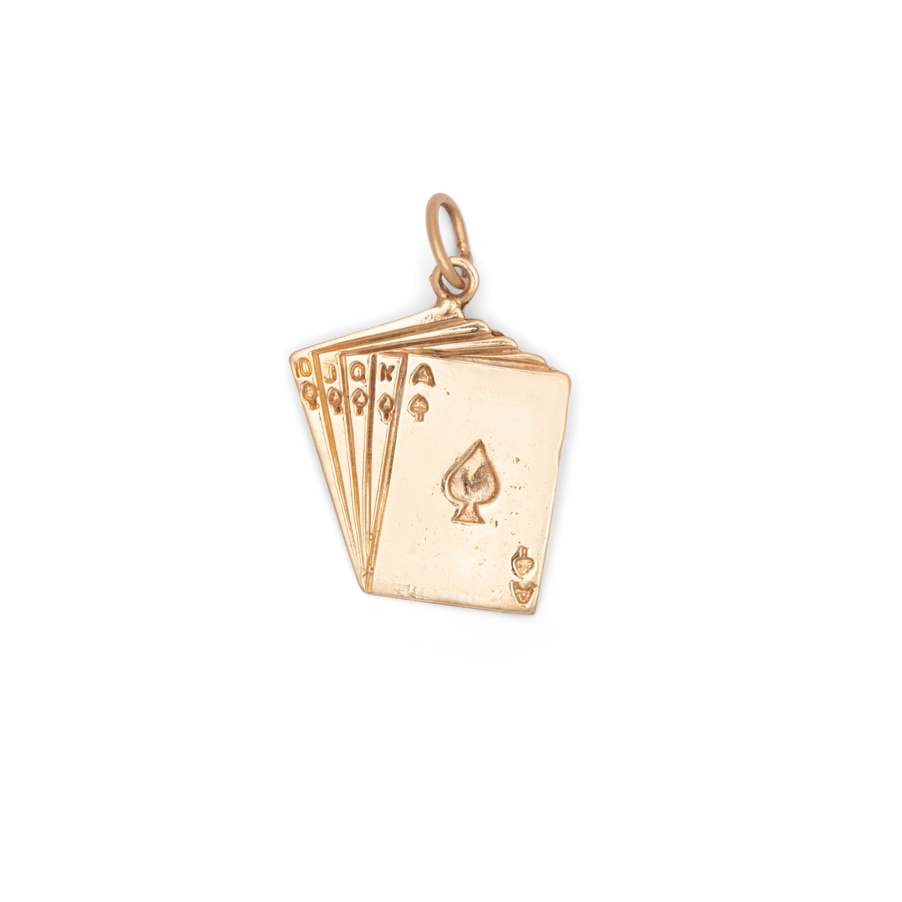 Royal Flush 14k Gold Card Charm