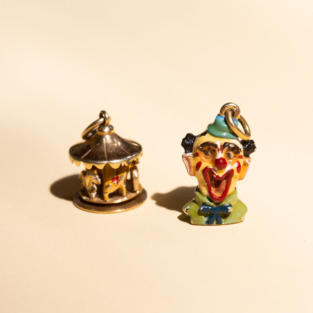 Laughing Clown 14k Gold And Enamel Charm