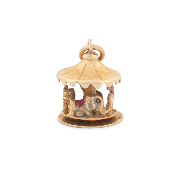 Movable Merry Go Round Enamel And 14k Gold Charm