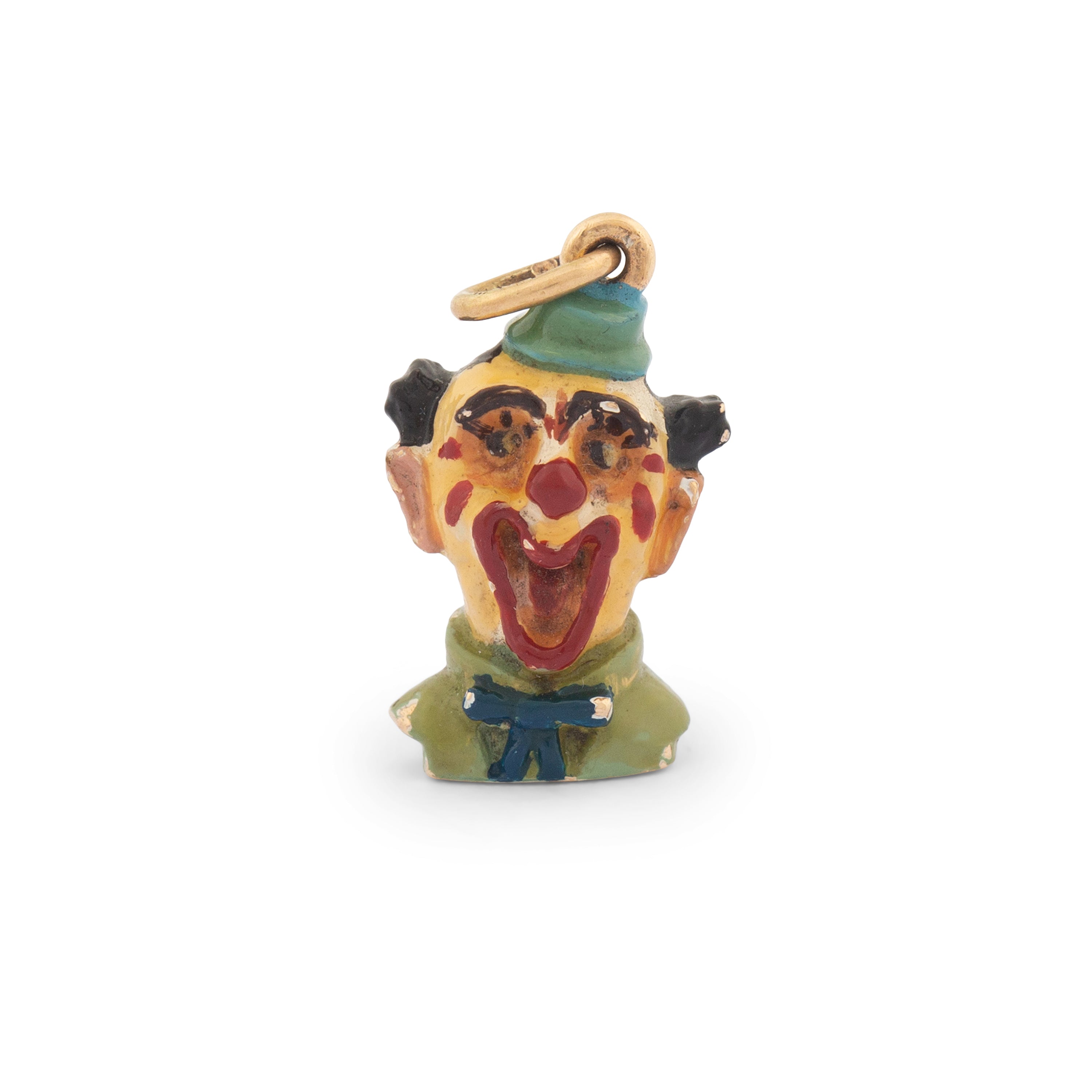 Laughing Clown 14k Gold And Enamel Charm