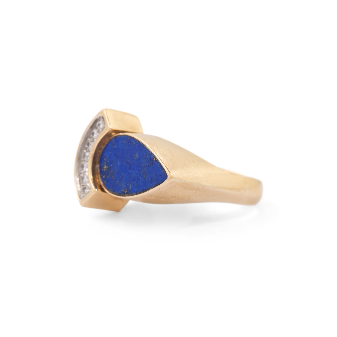 Lapis Lazuli And Diamond 14k Gold Ring