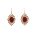 Garnet and Opal Cluster 9K Gold Drop Earrings