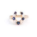 Victorian Horseshoe Sapphire and Old Mine Cut Diamond 14K Gold Ring