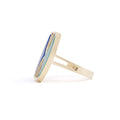 Modernist Lapis, Turquoise, and Diamond 14K Gold Ring