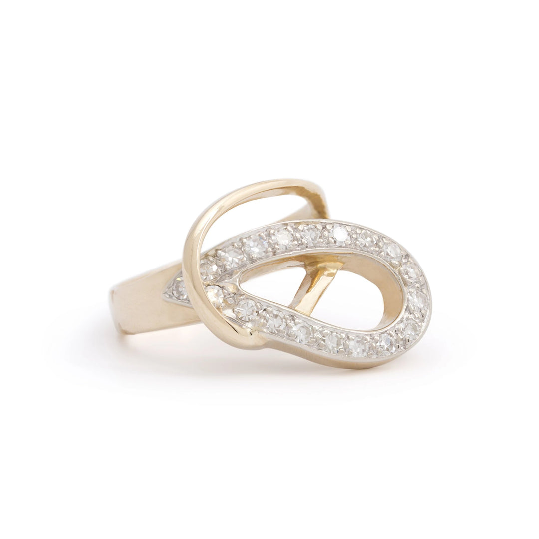 14k Bi-Color Gold Diamond Knot Ring