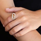 14k Bi-Color Gold Diamond Knot Ring