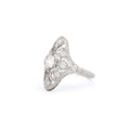Edwardian Old European Cut Diamond And Platinum Navette Ring