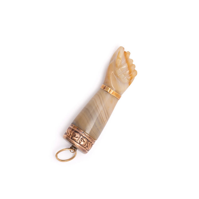 Banded Agate and 18k Gold Figa Charm