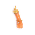 18k Gold Coral Figa Charm With Diamond Bracelet