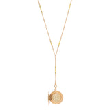 Art Deco "Sunrise" Guilloche Enamel 14k Gold Locket and Chain