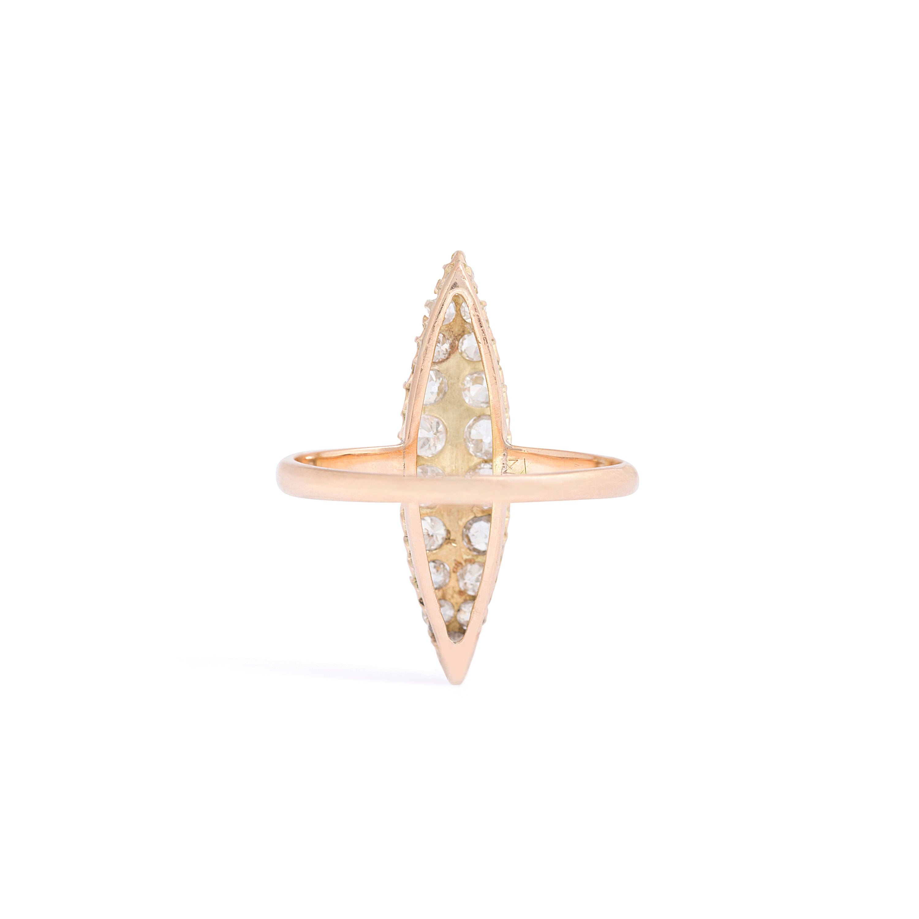Victorian Diamond Navette 14k Gold Ring