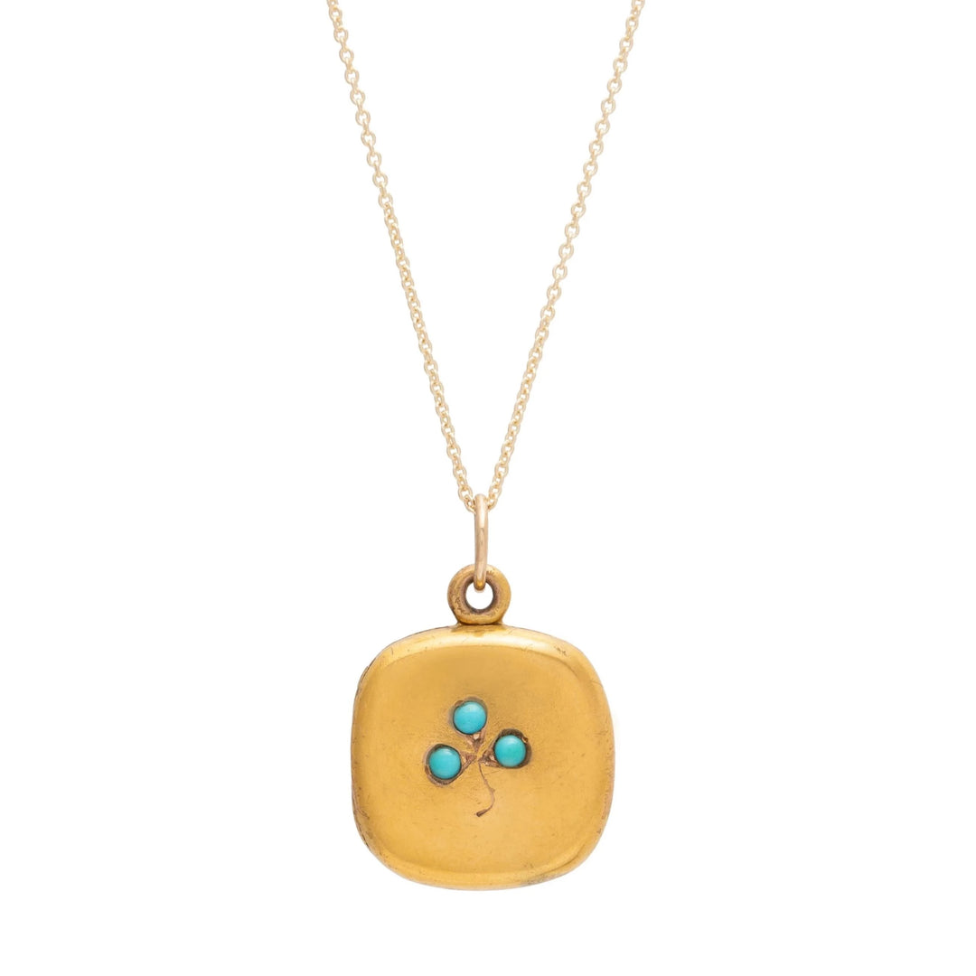 Turquoise Clover and 10k Gold Locket