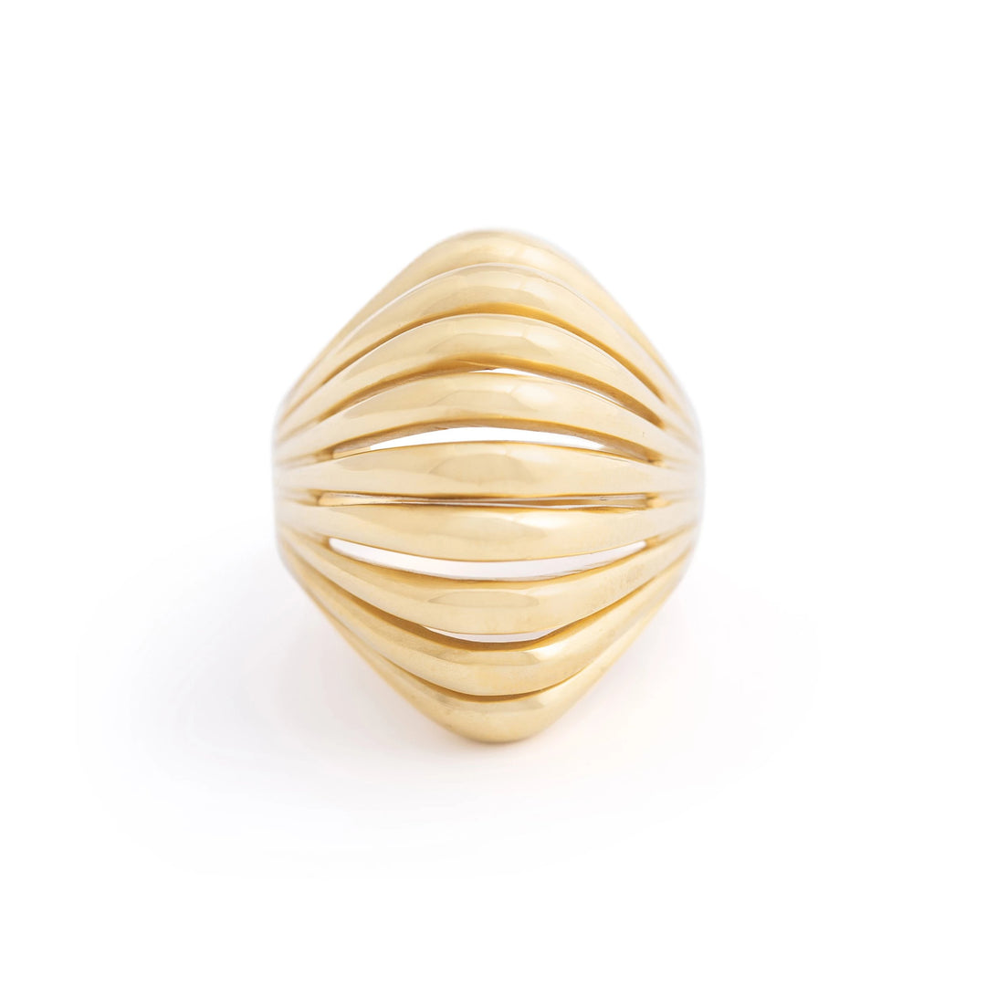 Fluted Dome 18k Gold Cocktail Ring