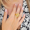 Fluted Dome 18k Gold Cocktail Ring
