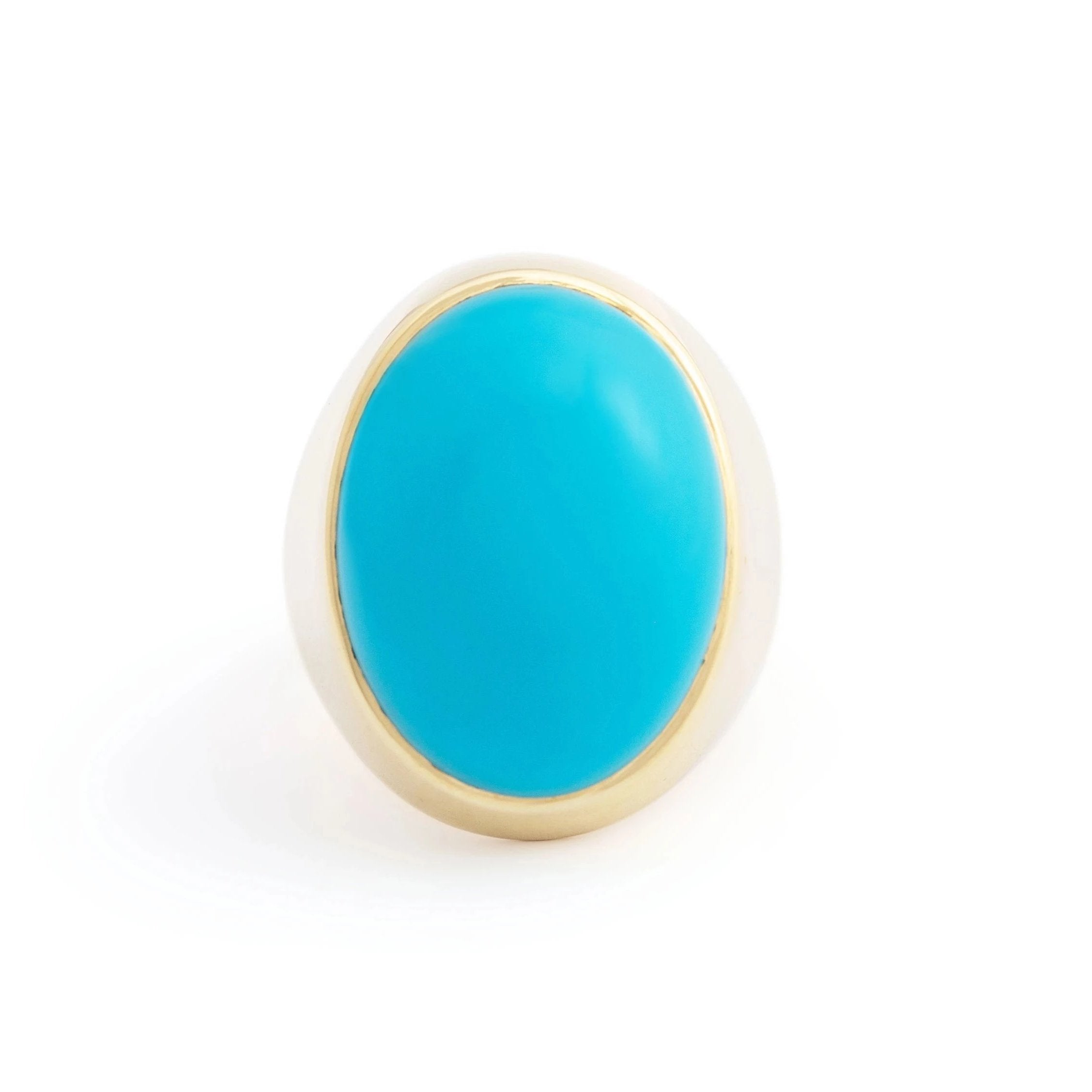Large Turquoise and 14k Gold Ring