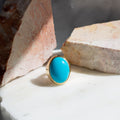 Large Turquoise and 14k Gold Ring