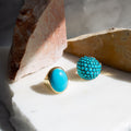 Victorian Pavé Turquoise, Silver, and 14k Gold Bombe Ring