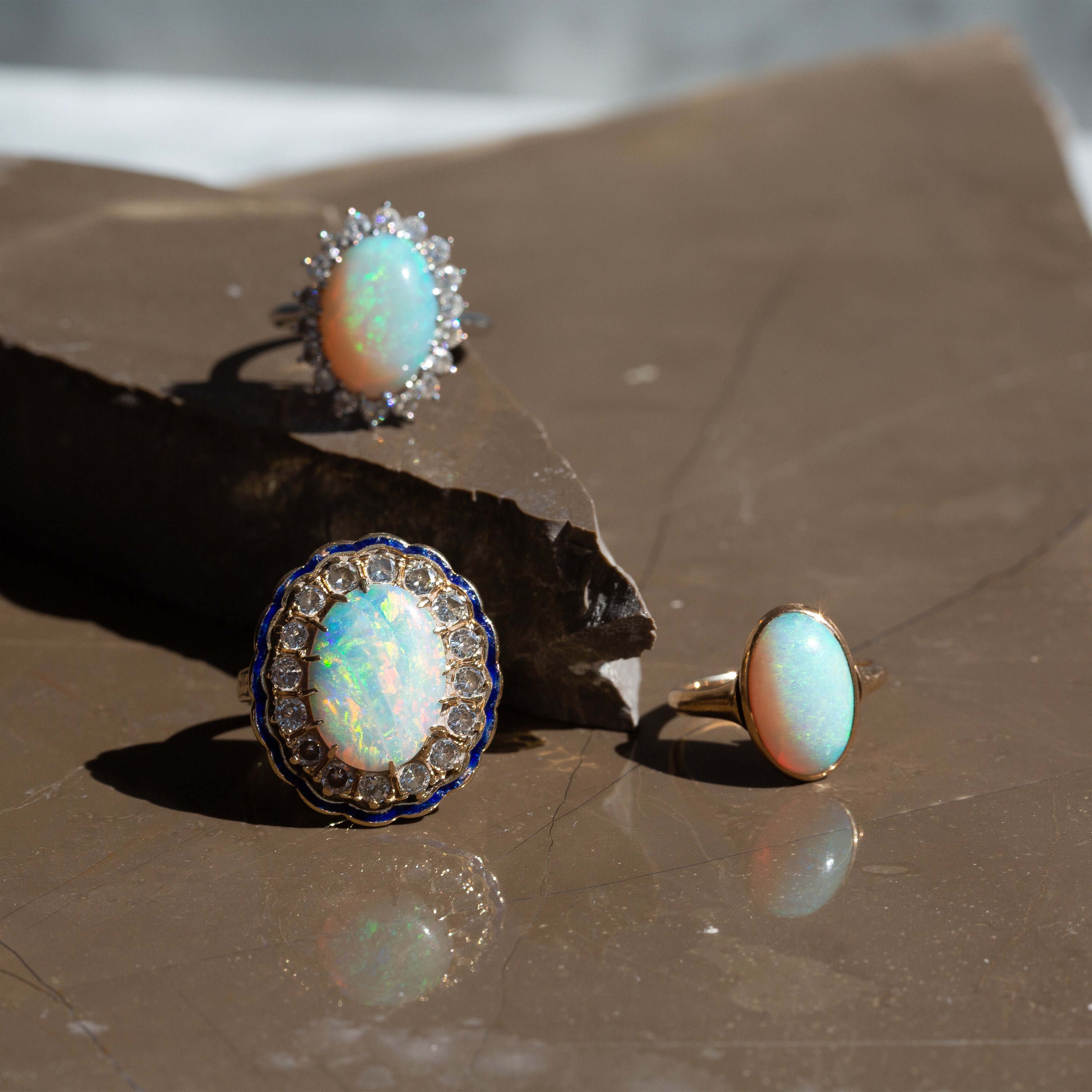 Opal and 14k Rosy-Yellow Gold Ring