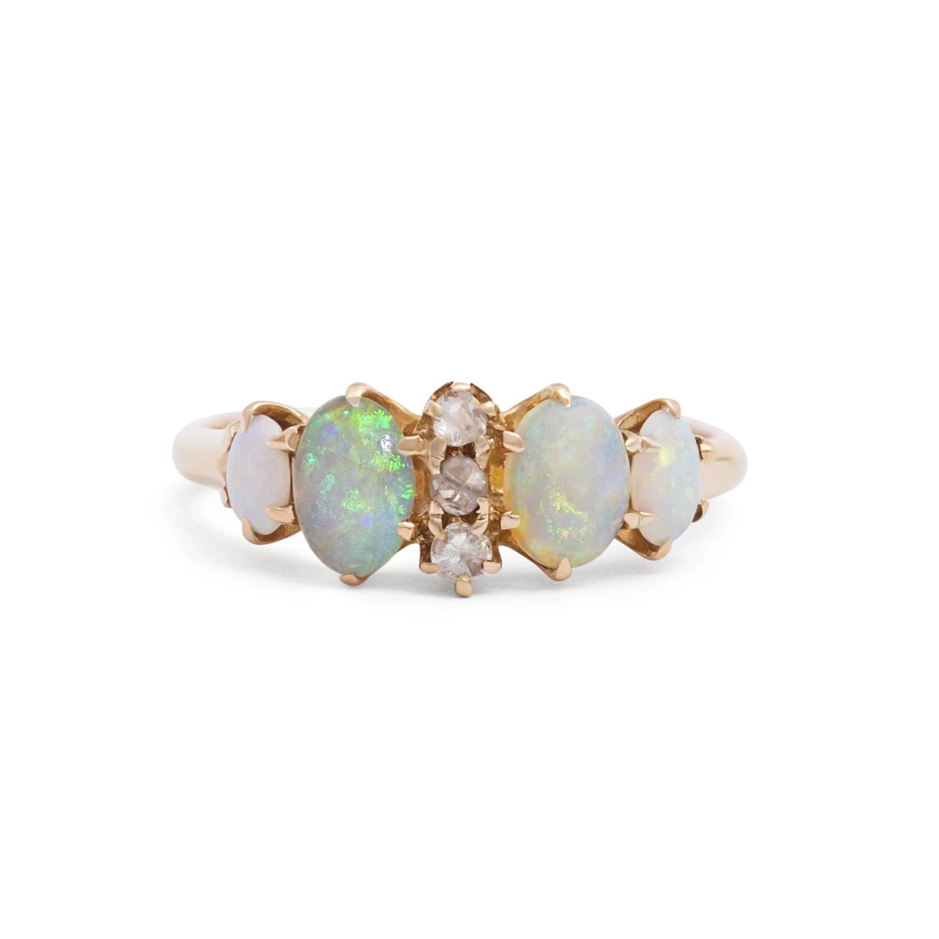 Victorian Opal and Rose Cut Diamond 12k Gold Ring