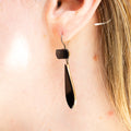 Victorian Onyx and 14k Yellow Gold Dangle Earrings