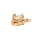 Movable "Freshly Laid" Chicken with Pearls and 14K Gold Charm