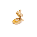 Movable "Freshly Laid" Chicken with Pearls and 14K Gold Charm