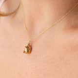 Movable "Freshly Laid" Chicken with Pearls and 14K Gold Charm