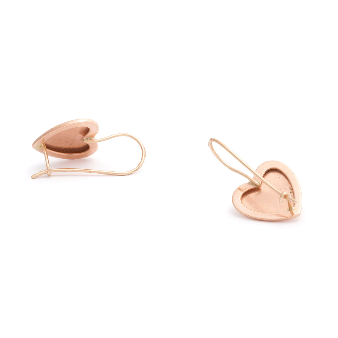 Heart and Lock Bi-Color 14k Rose and Yellow Gold Earrings