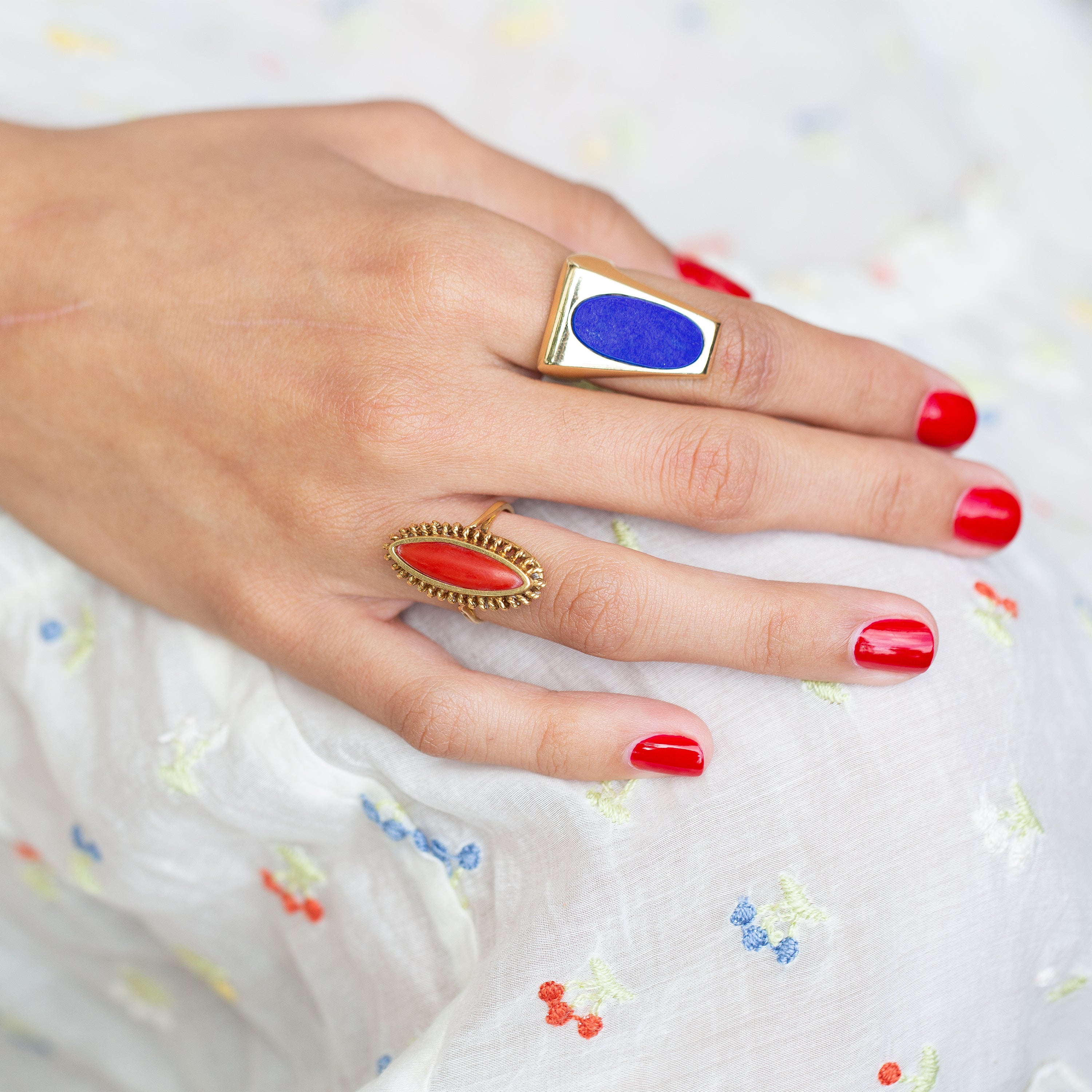 Lapis And 14k Gold Sculptural Ring