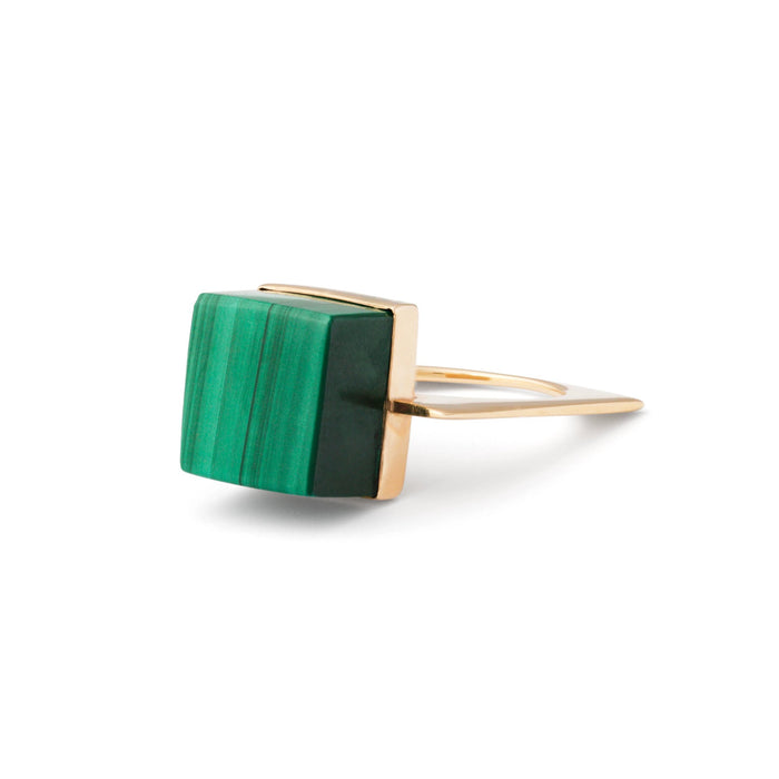 Malachite And 14k Gold Modernist Ring