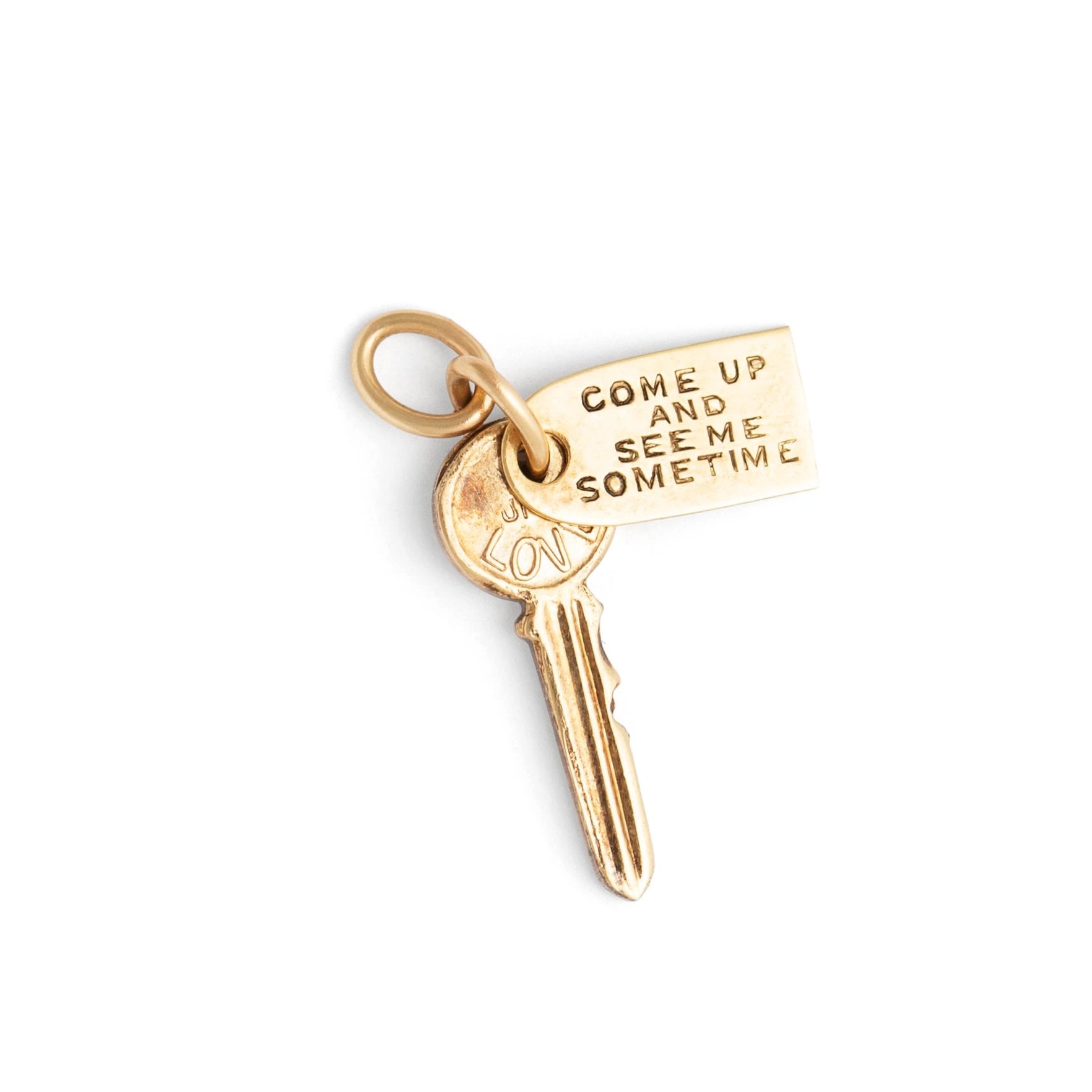 Vintage Come Up and See Me Sometime 14k Yellow Gold Key Charm