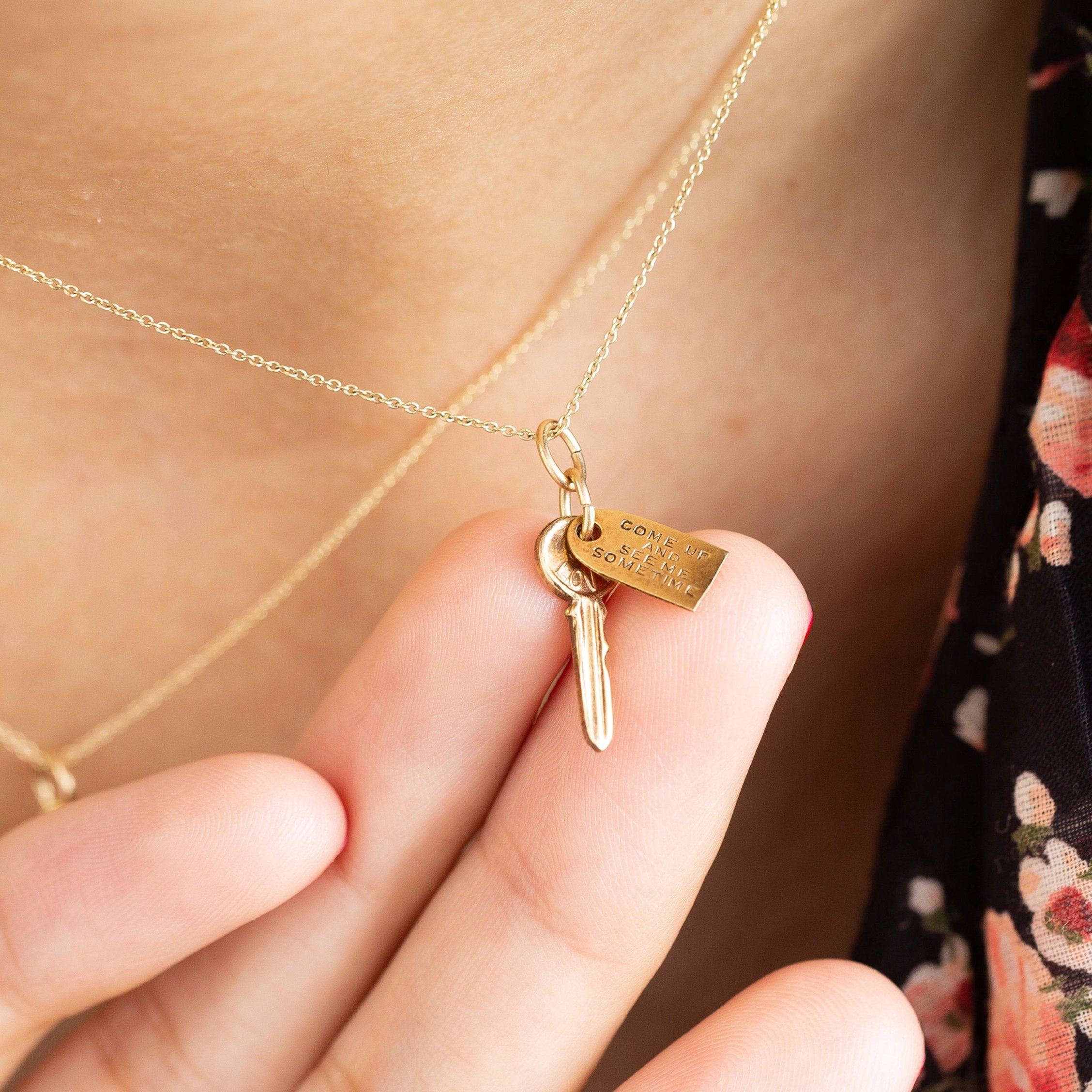 "Come Up and See Me Sometime" 14k Yellow Gold Key Charm