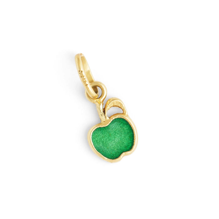 Italian Green Apple Enamel and 14K Gold Charm