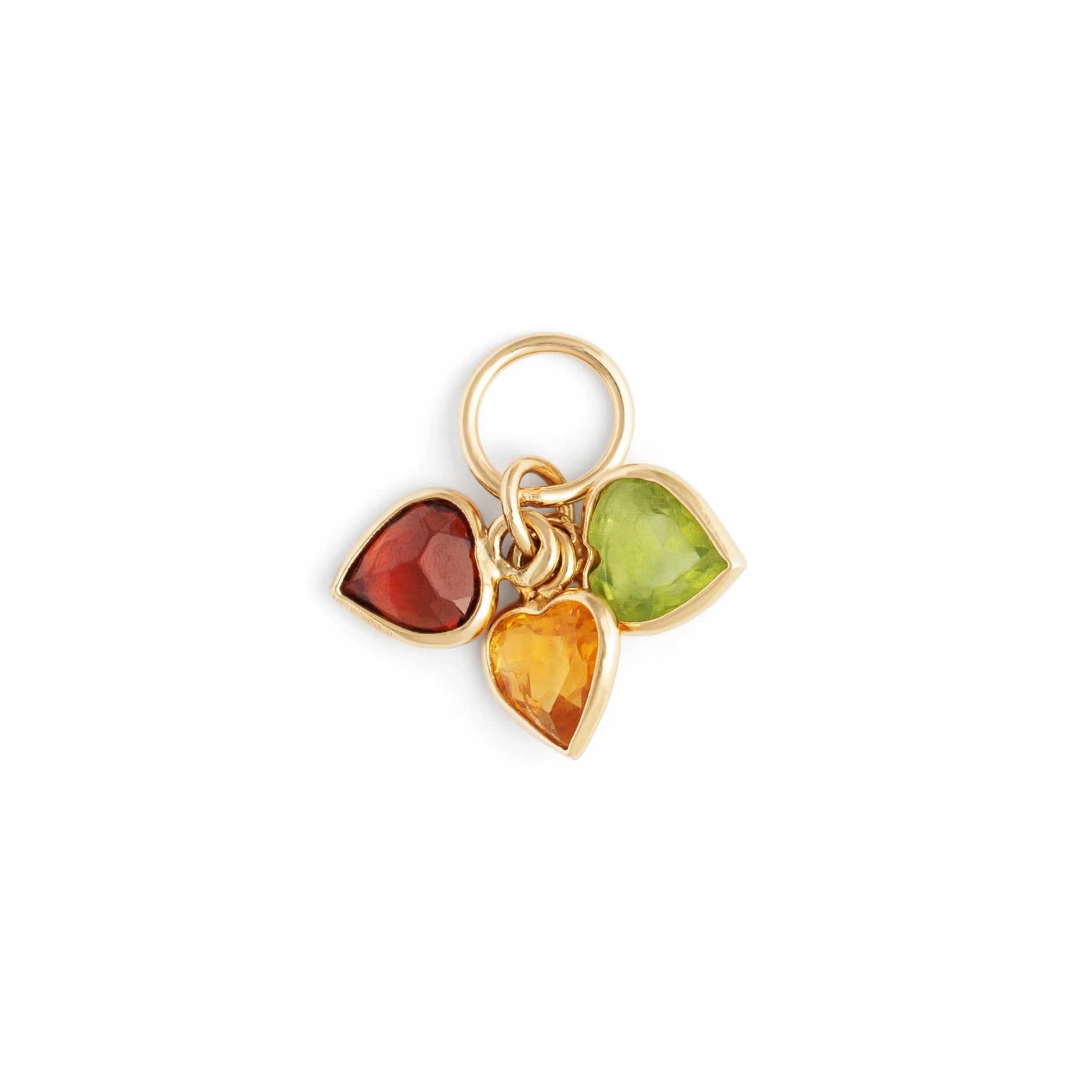 Red, Yellow, and Green Heart 14k Yellow Gold Charm