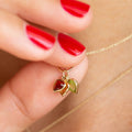 Red, Yellow, and Green Heart 14k Yellow Gold Charm