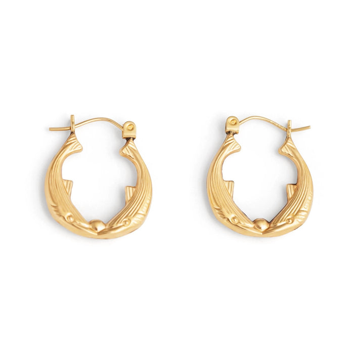 Kissing Fish 14k Gold Hoop Earrings