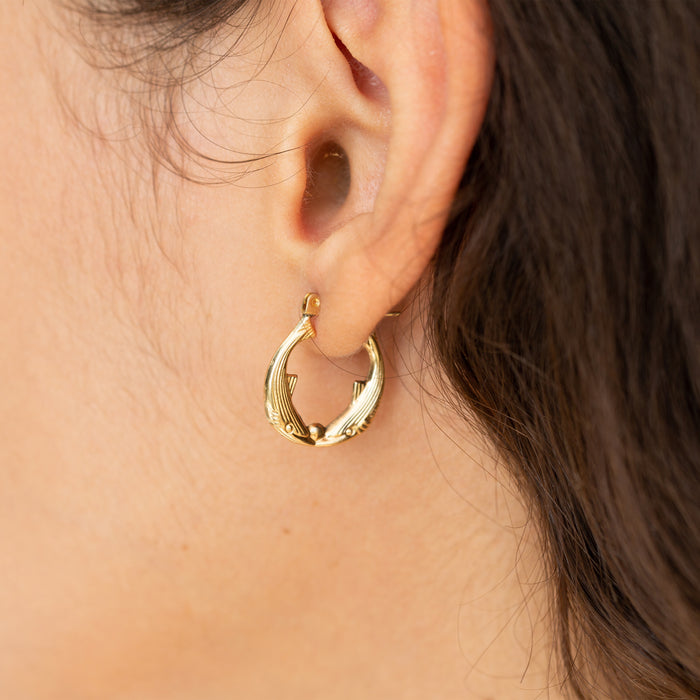 Kissing Fish 14k Gold Hoop Earrings