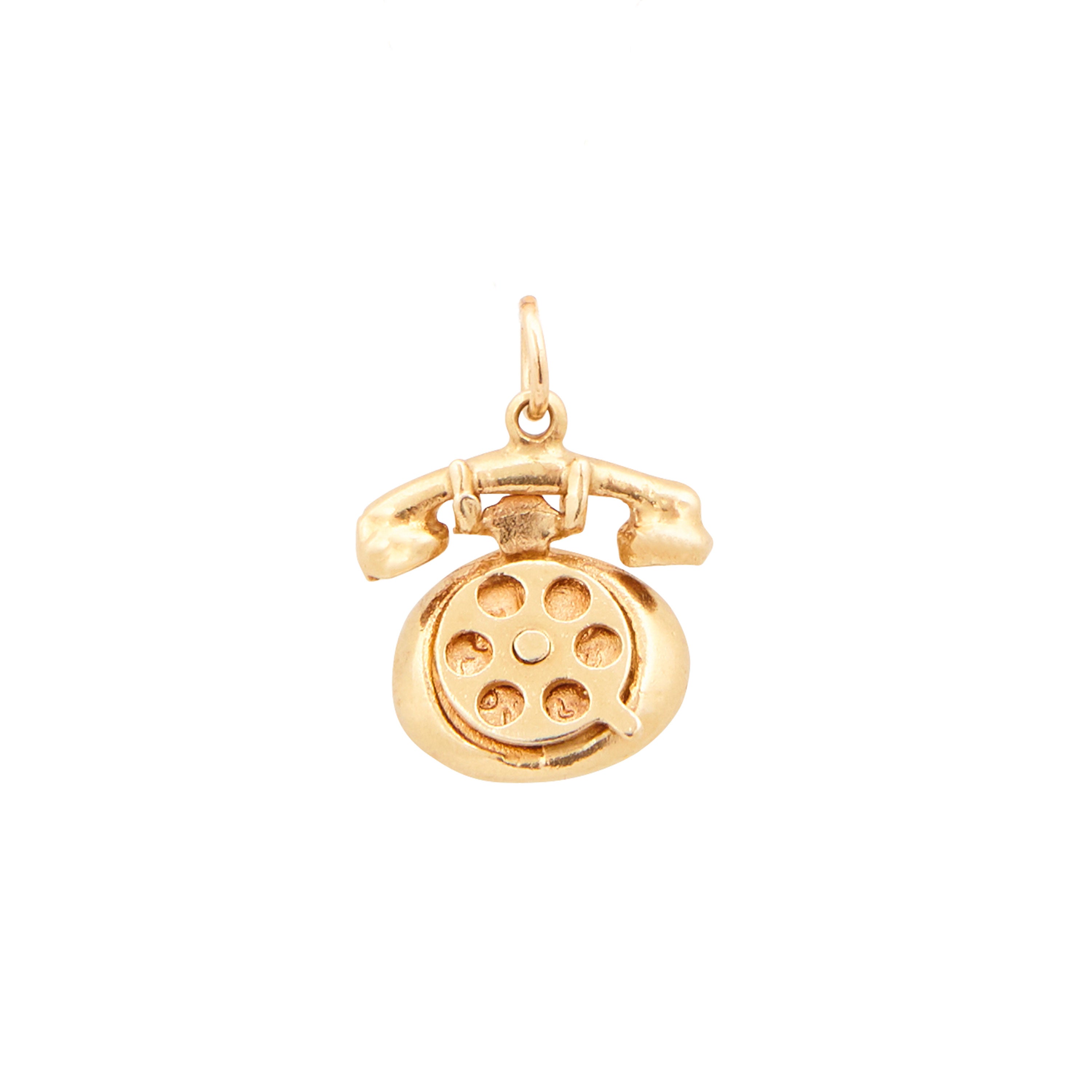 Movable Rotary Phone 14K Gold Charm