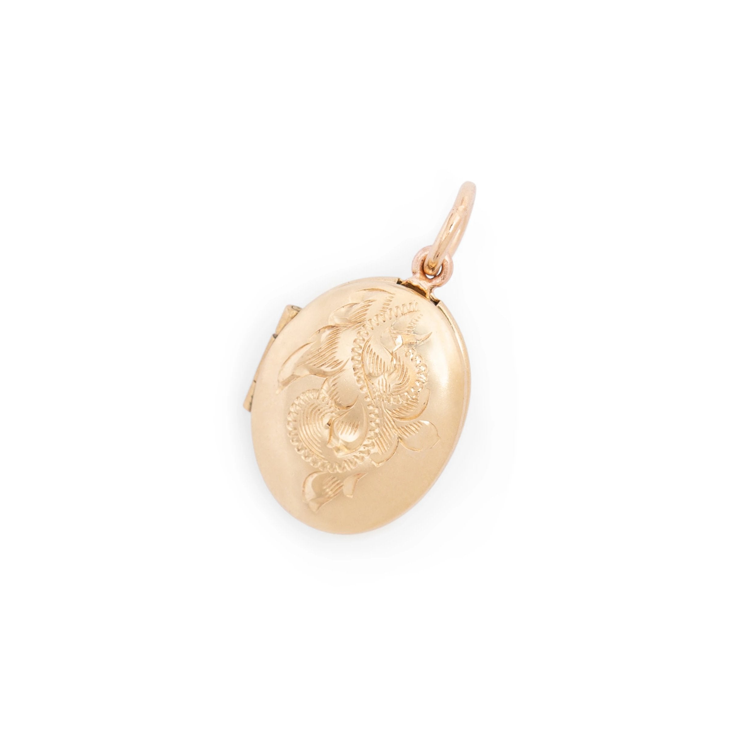 Petite 14K Gold Engraved Locket Charm
