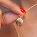 Petite 14K Gold Engraved Locket Charm