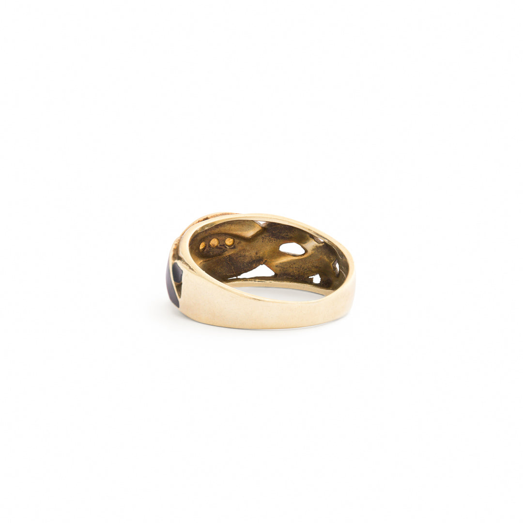Victorian Black Enamel and Pearl 18k Gold Ring