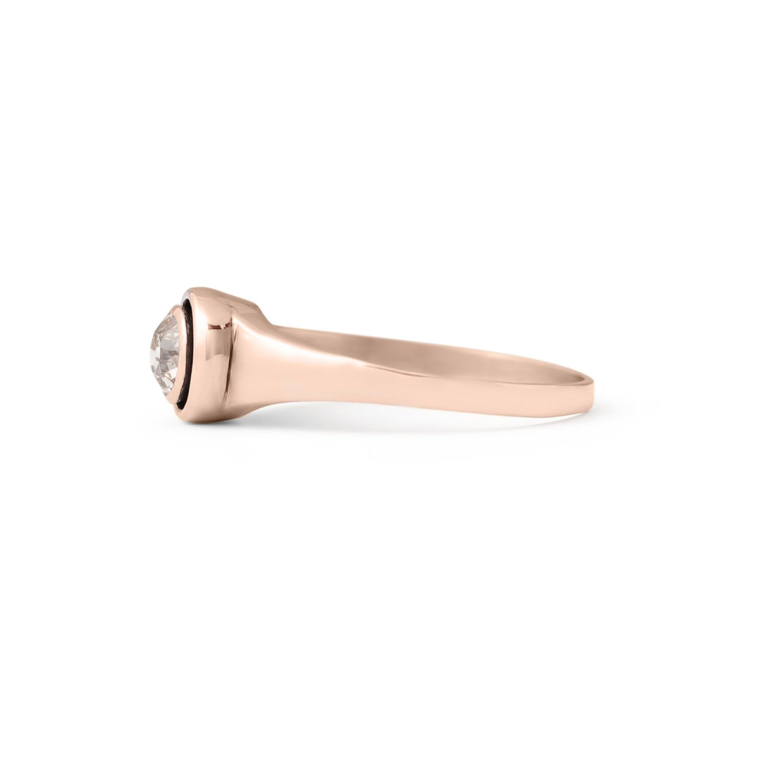 Victorian Old Mine Cut Solitaire and 14k Rose Gold Ring