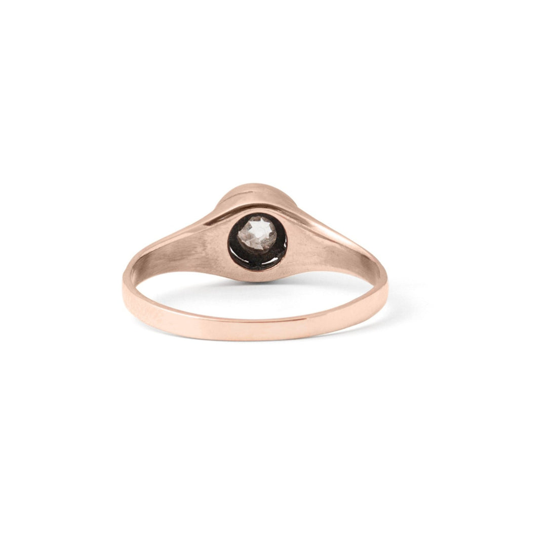 Victorian Old Mine Cut Solitaire and 14k Rose Gold Ring