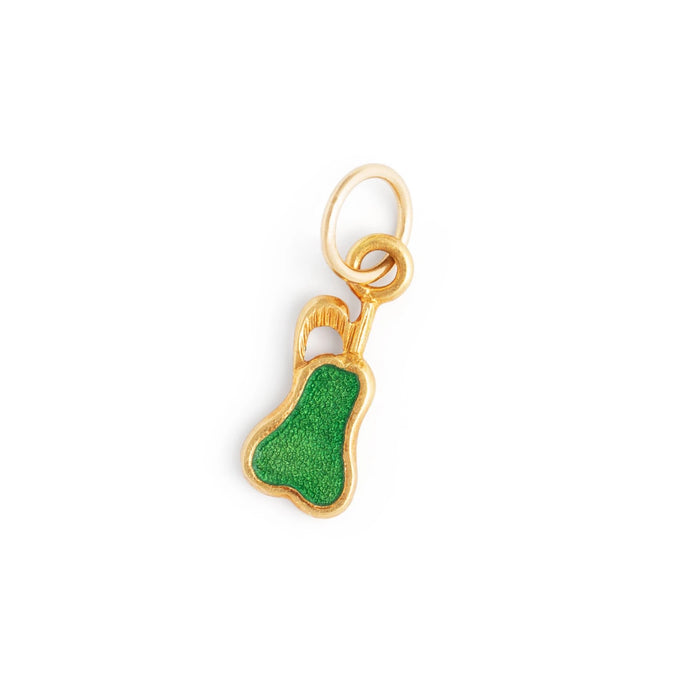 Green Enamel 18k Yellow Gold Pear Charm